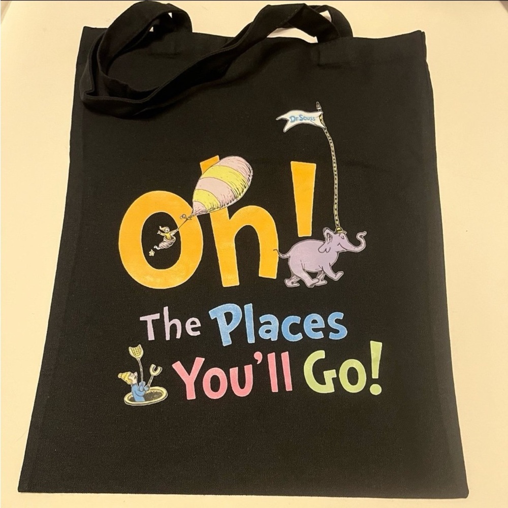 Dr. Seuss Inspired Oh The Places You’ll Go Canvas Tote Bag, NEW